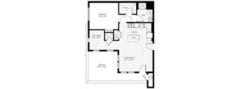 1GA West 1 Bedroom 1 Bathroom Floor Plan