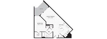 1N-L 1 Bedroom 1 Bathroom Floor Plan