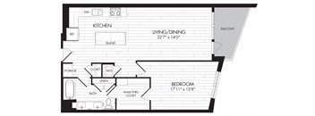 1R 1 Bedroom 1 Bathroom Floor Plan
