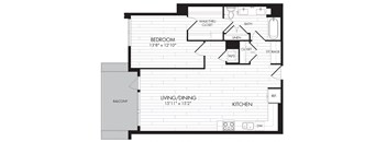 1S 1 Bedroom 1 Bathroom Floor Plan