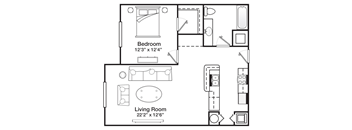 One Bedroom One Bathroom Floor Plan