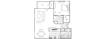 One Bedroom One Bath 975 Square Feet