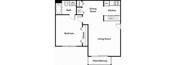 1 Bedroom 1 Bathroom Floor Plan 584 square feet