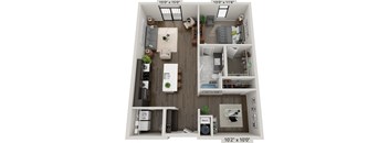 One bedroom one bathroom floor plan
