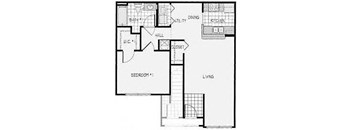 1 Bedroom 1 Bathroom Floor Plan- 753sqft