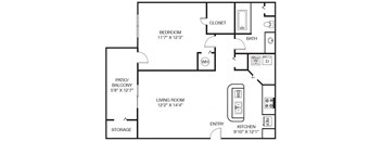 1x1 824 sqft - The Birkdale A1 at The Grayson Apartment Homes, Charlotte, 28262