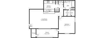 1x1 957 sqft - The Aruba 2nd Floor