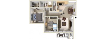 2 Bed 1 Bath Floor Plan