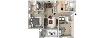 2 Bed 2 Bath Floor Plan