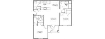 2 Bedroom Floorplan 1012 SQFT