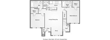 The Queen 2 Bedroom 2 Bathroom Floor Plan