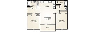 2 bedroom 2 bathroom floorplan