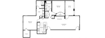 2A-N 2 Bedroom 2 Bathroom Floor Plan