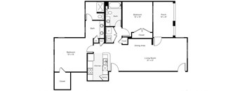 2A-N 2 Bedroom 2 Bathroom Floor Plan