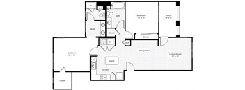 2A-S 2 Bedroom 2 Bathroom Floor Plan