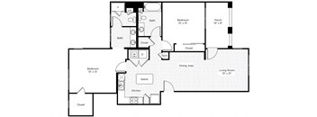 2A-S 2 Bedroom 2 Bathroom Floor Plan