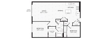 2B-R 2 Bedroom 2 Bathroom Floor Plan