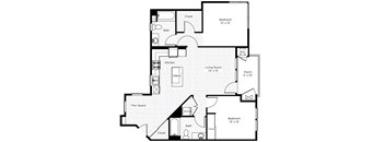 2BD-S 2 Bedroom 2 Bathroom Floor Plan