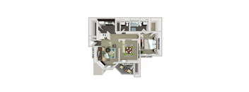 1 bedroom 2 bathroom floorplan