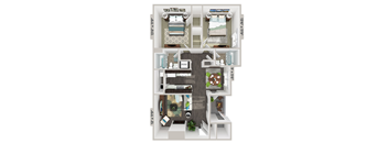 2 bedroom 2 bathroom floorplan