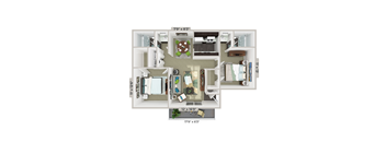2 bed 2 bathroom floorplan