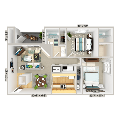 2 bed 2 bath at Fox Hollow Apartment Homes, High Point, NC