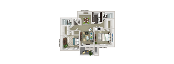 2 bedroom 2 bathroom floorplan