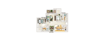 2 bed 2 bathroom floorplan
