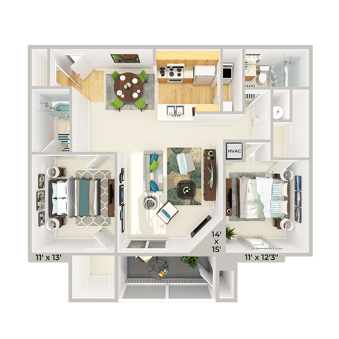 Wilson Floor Plan at Brandemere Apartment Homes, North Carolina, 27106