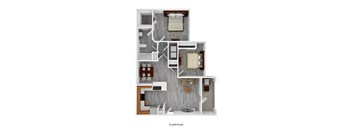 Two Bedroom One Bathroom Floorplan 846