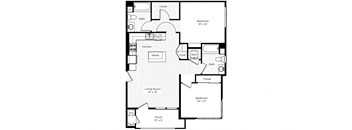 2CA-S 2 Bedroom 2 Bathroom Floor Plan