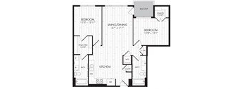 2E 2 Bedroom 2 Bathroom Floor Plan