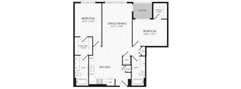 2FBX-N 2 Bedroom 2 Bathroom Floor Plan
