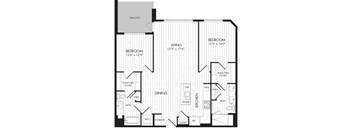 2H-R 2 Bedroom 2 Bathroom Floor Plan