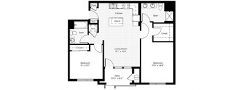 2HA West 2 Bedroom 2 Bathroom Floor Plan