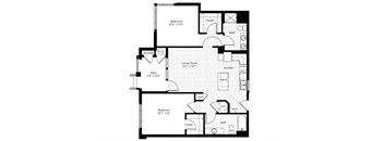 2IA West 2 Bed 2 bath Floor Plan