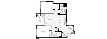2IB West 2 Bed 2 bath Floor Plan