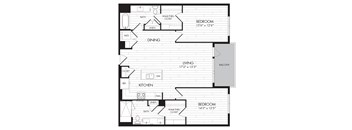 2J-R 2 Bedroom 2 Bathroom Floor Plan