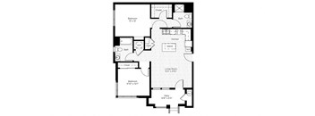2JA West 2 Bed 2 bath Floor Plan