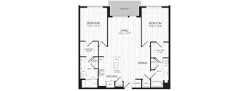 2K-L 2 Bedroom 2 Bathroom Floor Plan