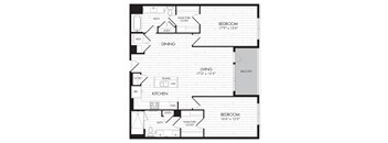 2L-R 2 Bedroom 2 Bathroom Floor Plan