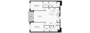 2M 2 Bedroom 2 Bathroom Floor Plan