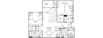 Two Bedroom Two Bath 1175 Square Feet