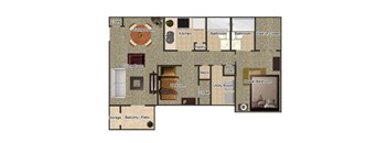 2 Bedroom 2 Bathroom Floor Plan 988 Sqft