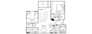 Two Bedroom Two Bath 1175 Square Feet