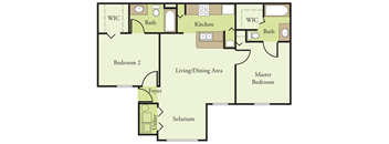 Two Bedroom Two Bathroom Floor Plan