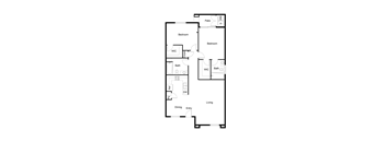 2 bedroom 2 bathroom floorplan at San Fernando Apartments, Mesa, AZ 85205