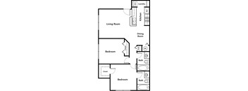 2 bedroom 2 bathroom floorplan