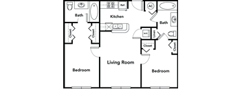 2 bed 2 bath floor plan