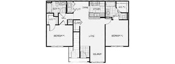 2 Bedroom 2 Bathroom Floor Plan 1021 Square feet
